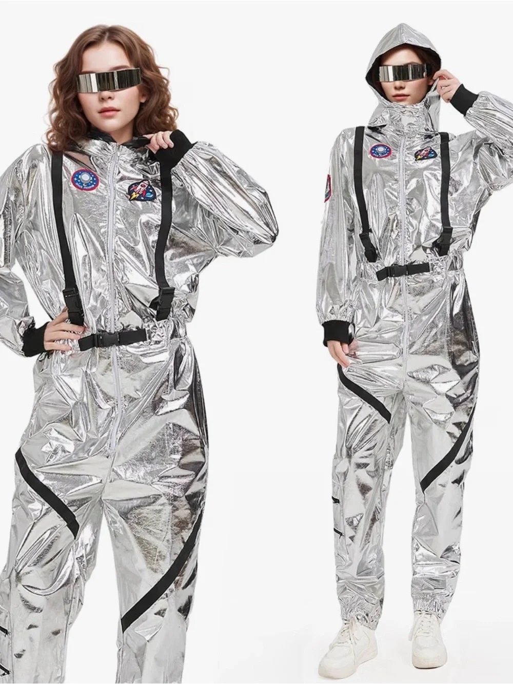 Astronaut Costume Adult Silver Spaceman Suit Unisex Halloween